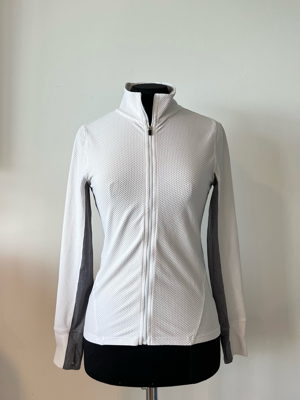 Calvin Klein White & Gray Full-Zip Performance Jacket